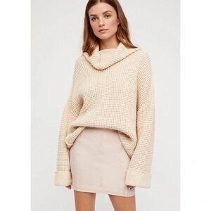 Free People Boho Beige/CreamMini Fitted Skirt Sz 10 93% Cotton Natural Feminine